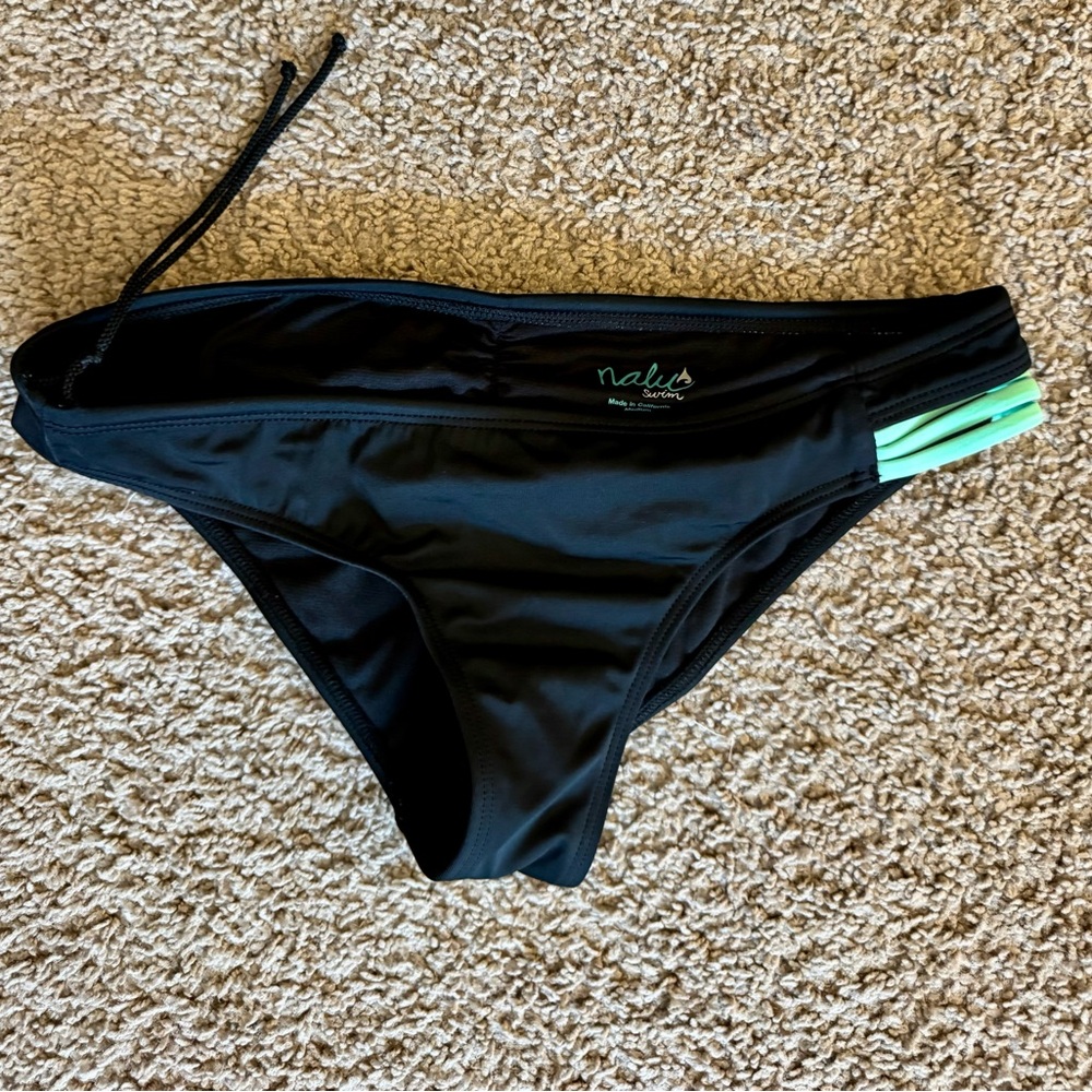 Nalu Black and Aqua Blue Women's Swim Bottom